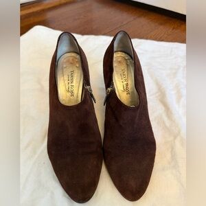 Taryn Rose Brown Suede Zip-Accent Booties